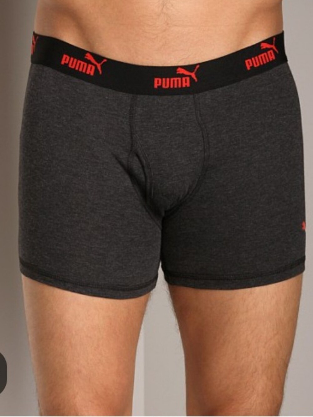 Puma Men's Charcoal Boxer Briefs with Red Logo Waistband - 2